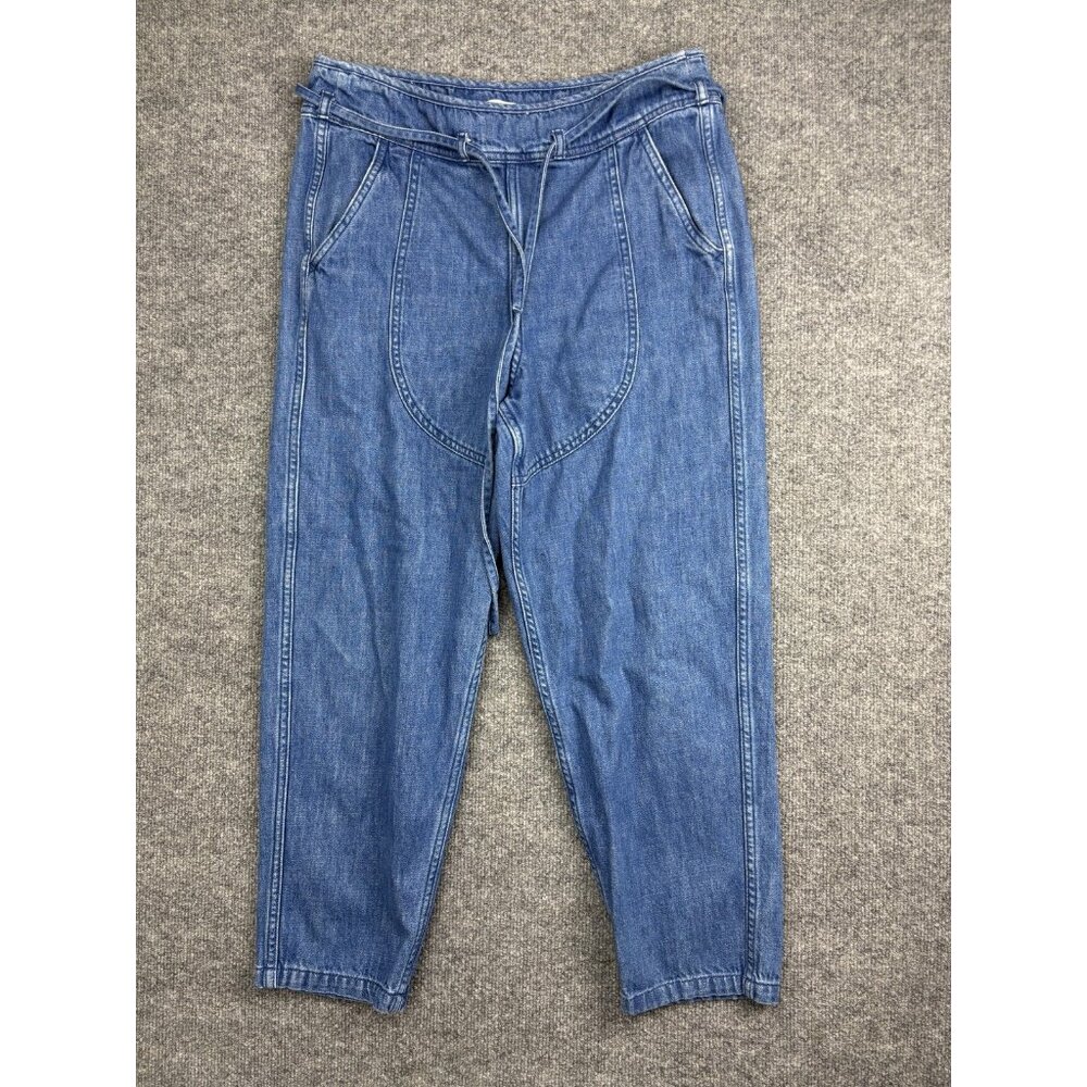 Ulla Johnson Pants Womens 2 Blue Denim High Rise Tapered Cropped Drawstring